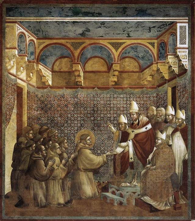 São Francisco e seus frades diante do papa Inocêncio III e sua corte